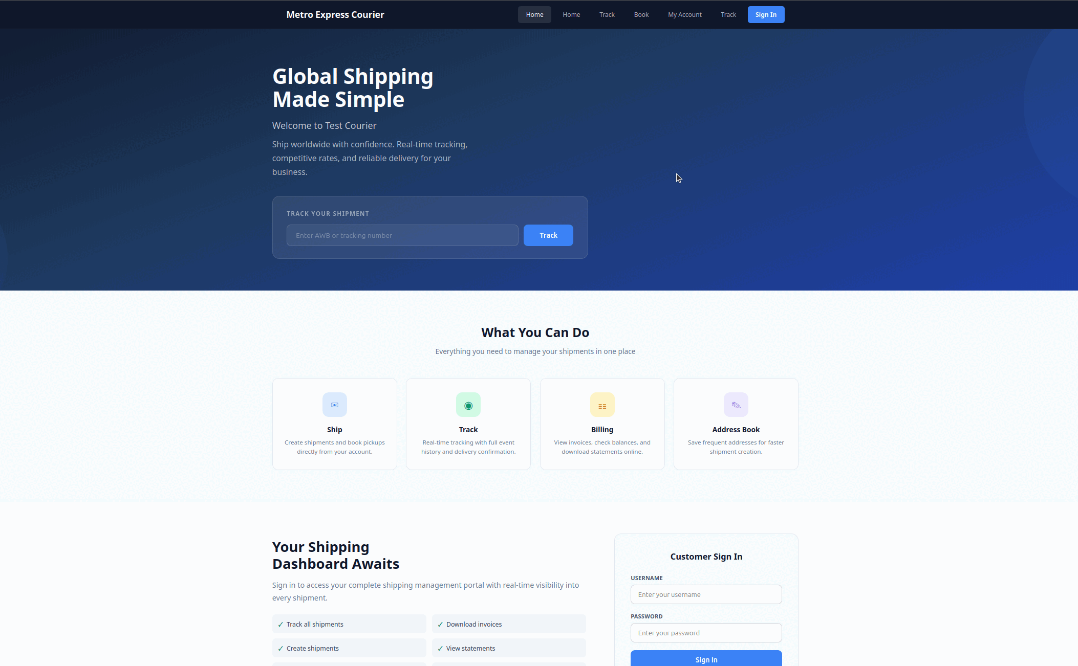 Zákaznický webový portál LiveCourier s rezervací zásilek, sledováním a přístupem k fakturám.
